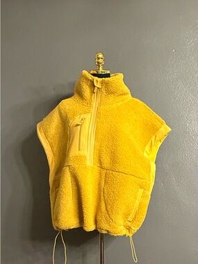 Bright Yellow Sherpa Zip Pullover Vest